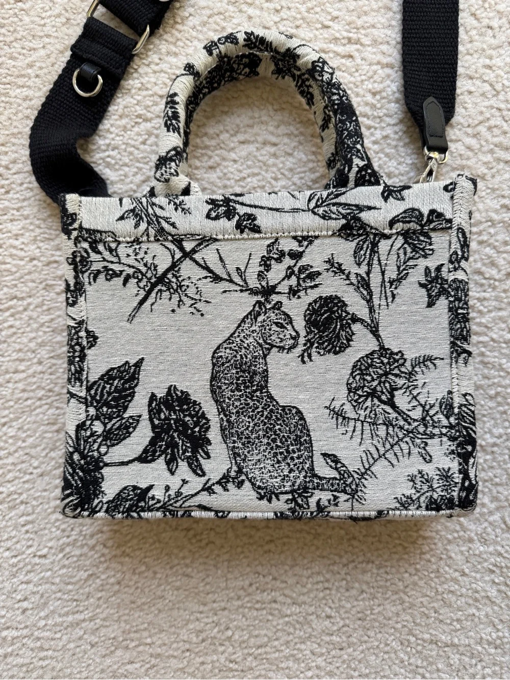 a new day Black & White Botanical Crossbody Tote
